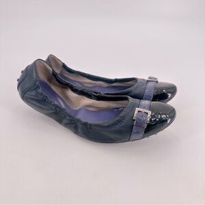 TOD’S Blue Leather Dee Buckle Ballet Flats Size 6.5